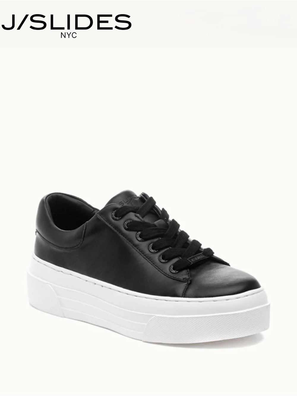 J/SLIDES AMANDA Black Leather Platform Sneaker - Size 8.5 (Gently Used)